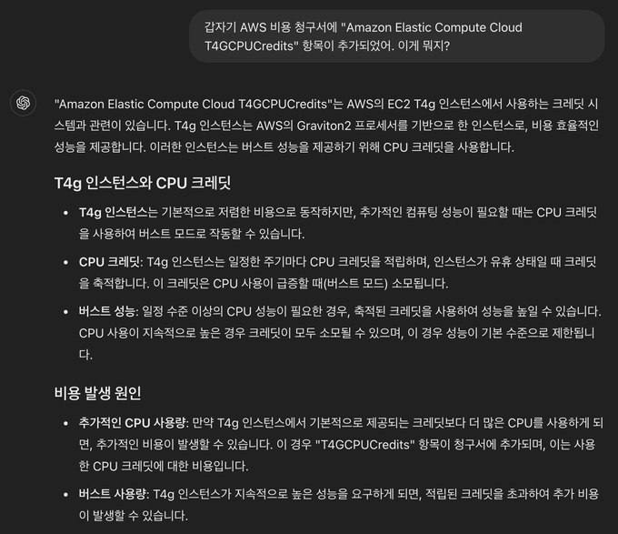Amazon Elastic Compute Cloud T4GCPUCredits에 대한 GPT 설명
