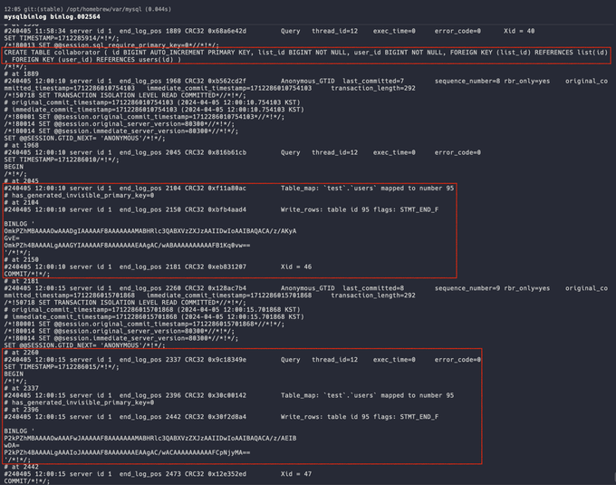 confirm binary log